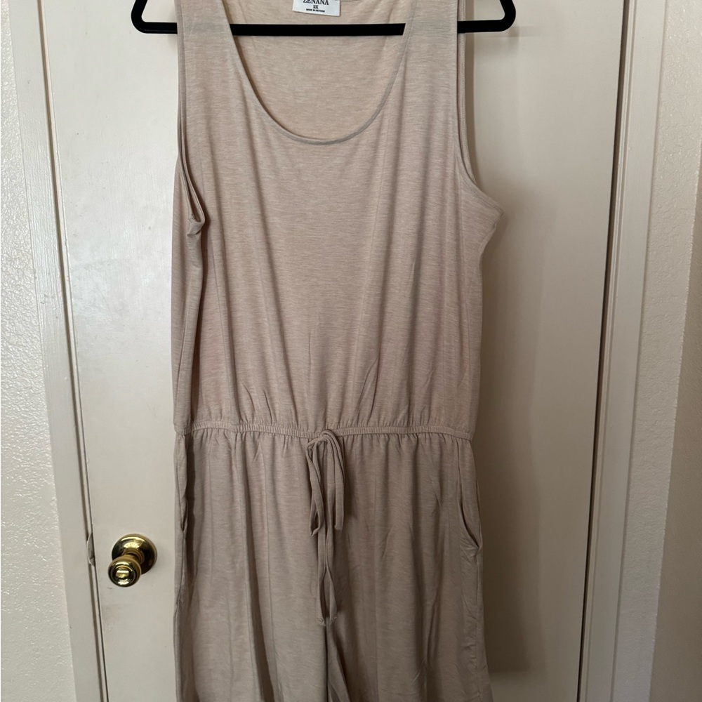 Beige Sleeveless Romper